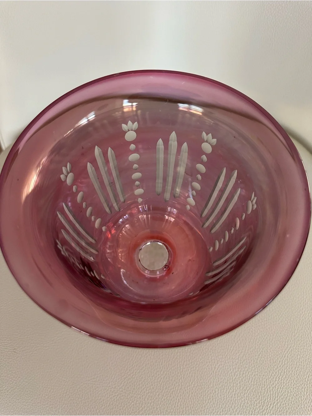 Decorative Pink Etched Glass Pedestal Vase - Home Accents